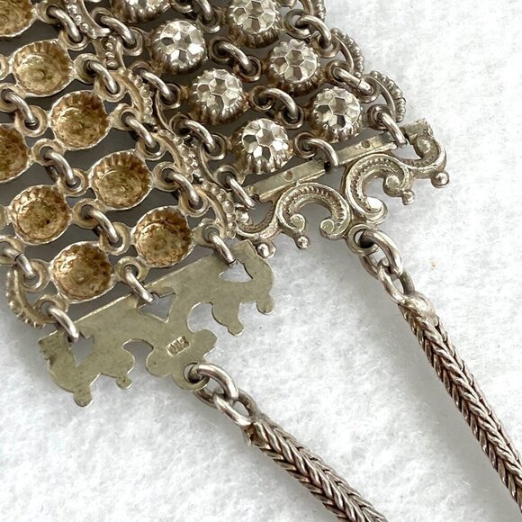 Vintage Antique 800 Silver 2 Row Diamond Cut Adjustable Foxtail Slide Bracelet - Picture 7 of 17